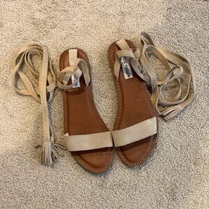 Steve Madden Beige Lace-Up Sandals